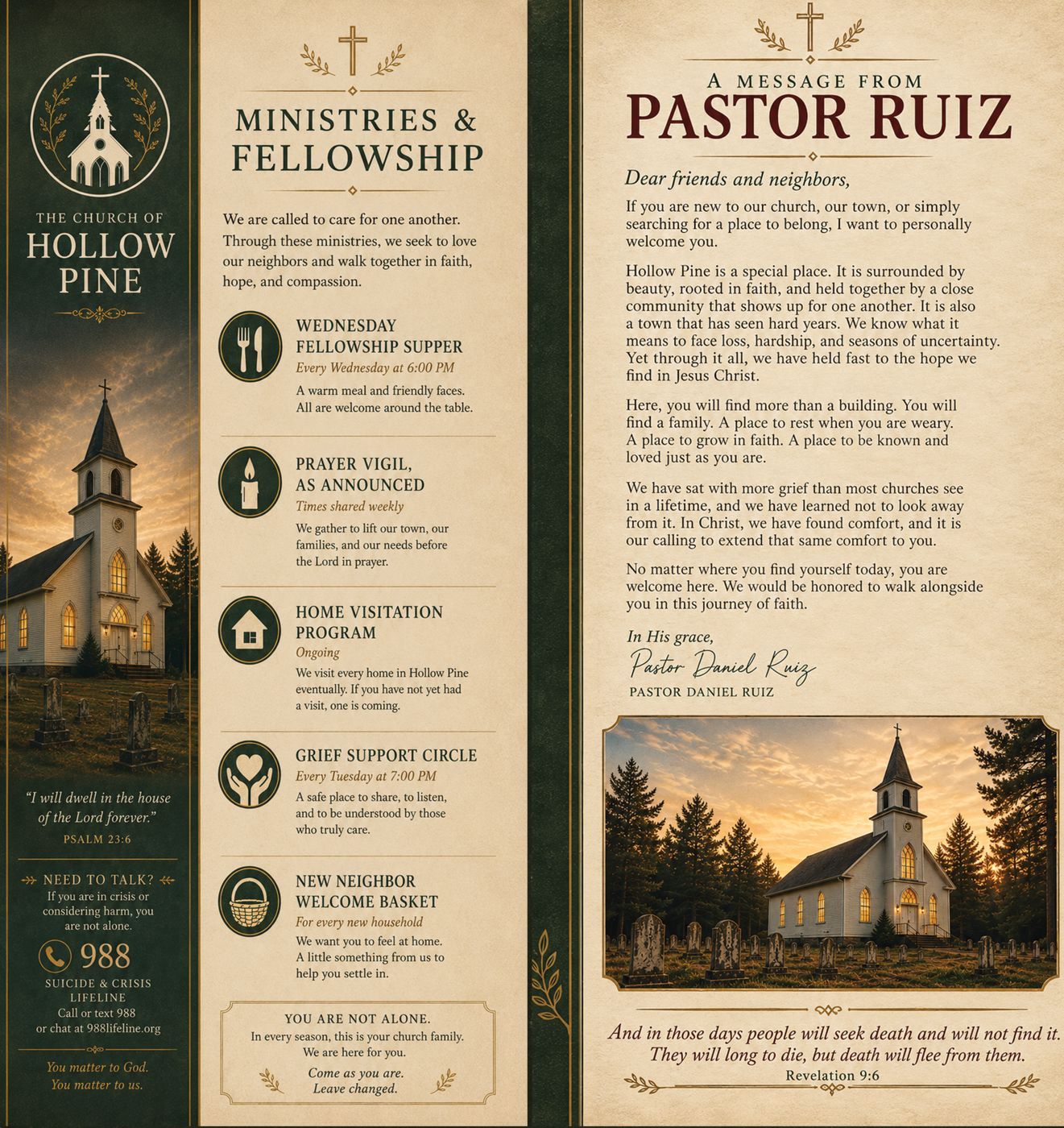 Inside of the church tri-fold flyer