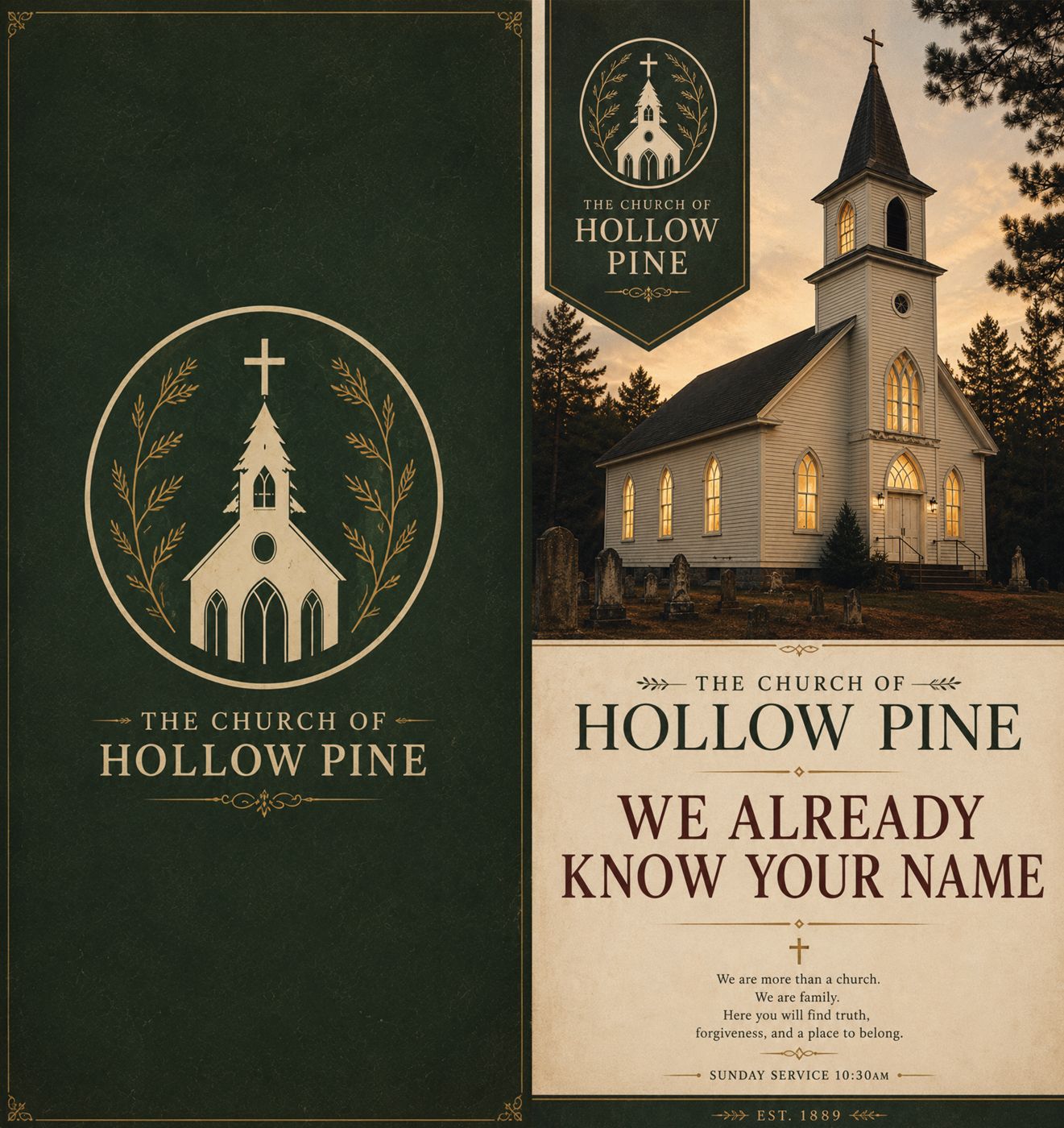 Outside of the church tri-fold flyer
